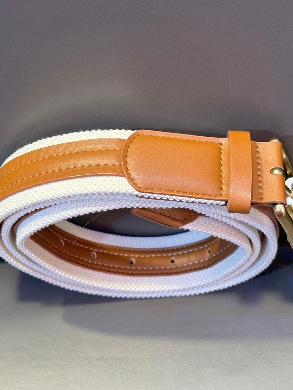 NWT Goodfellow & Co XL 40-42 Men's Woven Belt Tan Brass Preppy Casual